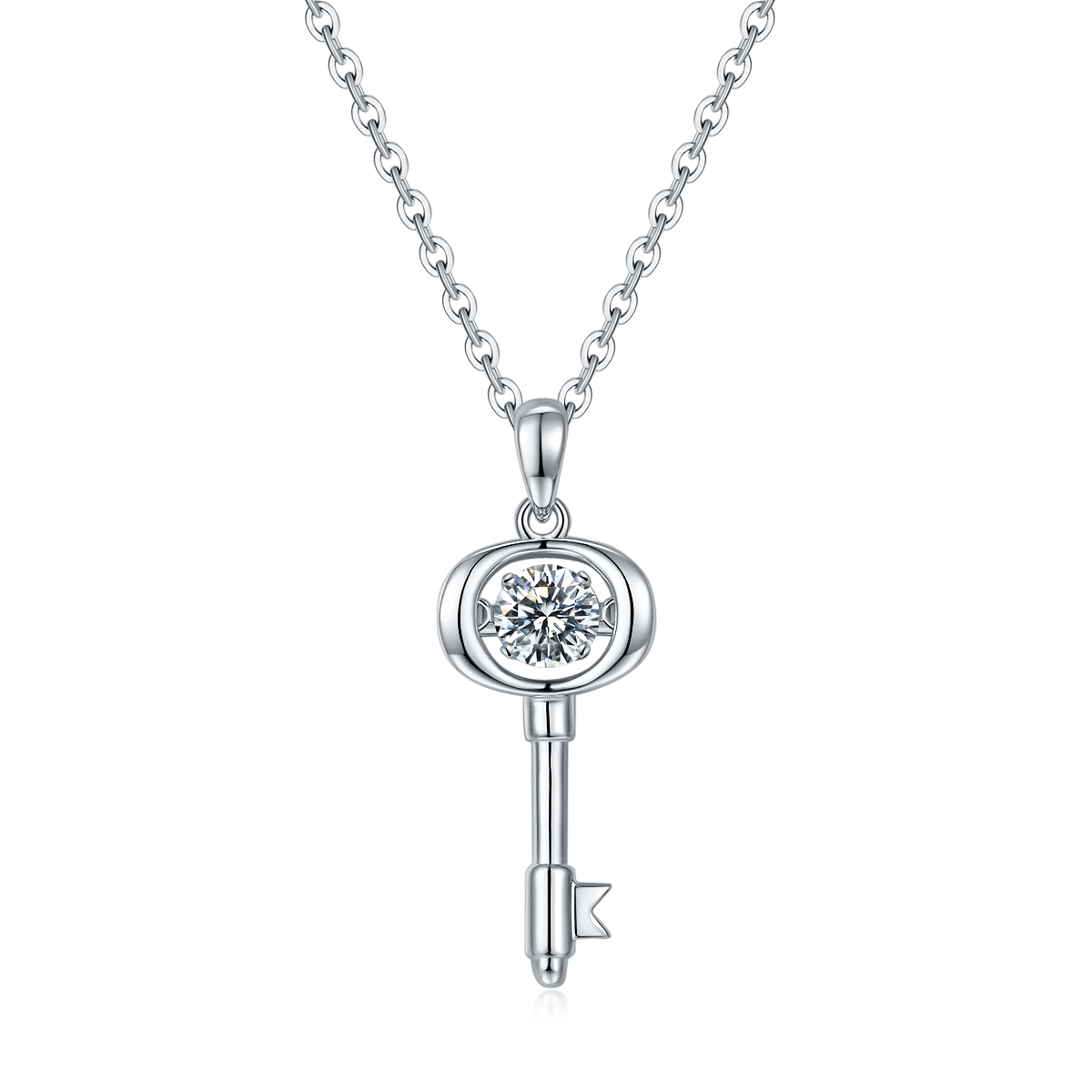 Dynamic Lock Love S925 Silver Plated Platinum Moissanite Necklace 50 Points D-Class